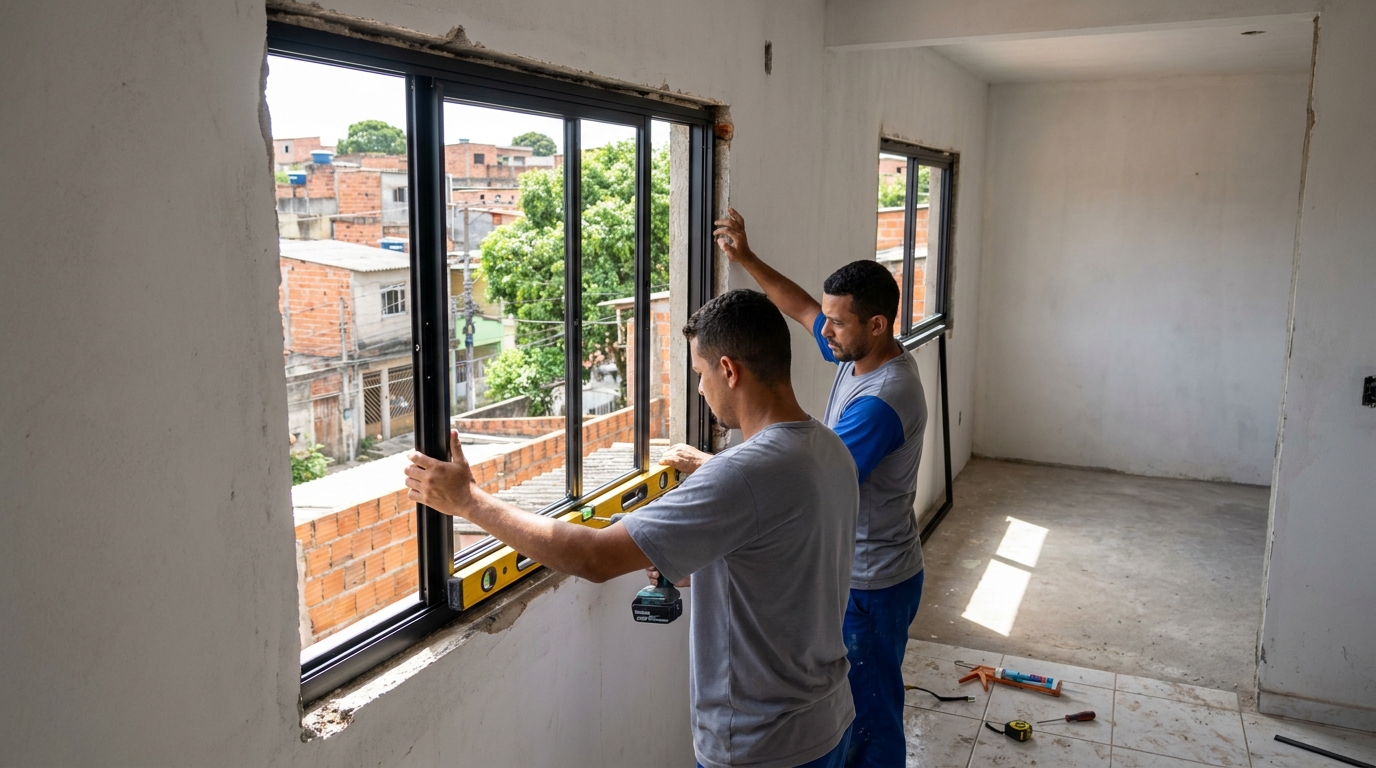 Esquadria de alumínio em obra em Belo Horizonte-MG